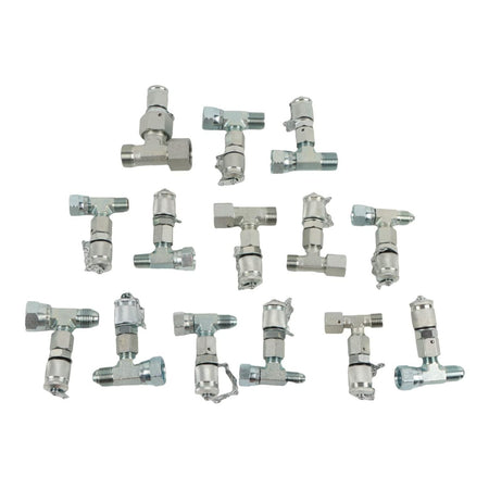 14PCS Tee Fittings Adapter Connector Set for Hydraulic Pressure Gauge Test Kit - Sinocmp