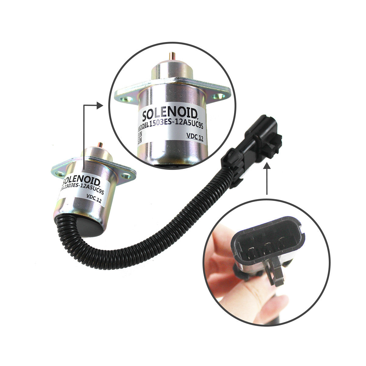 1503ES-12A5UC9S SA-4561-T 12V Fuel Shutdown Solenoid for Kubota CT4.91-V1505 - Sinocmp