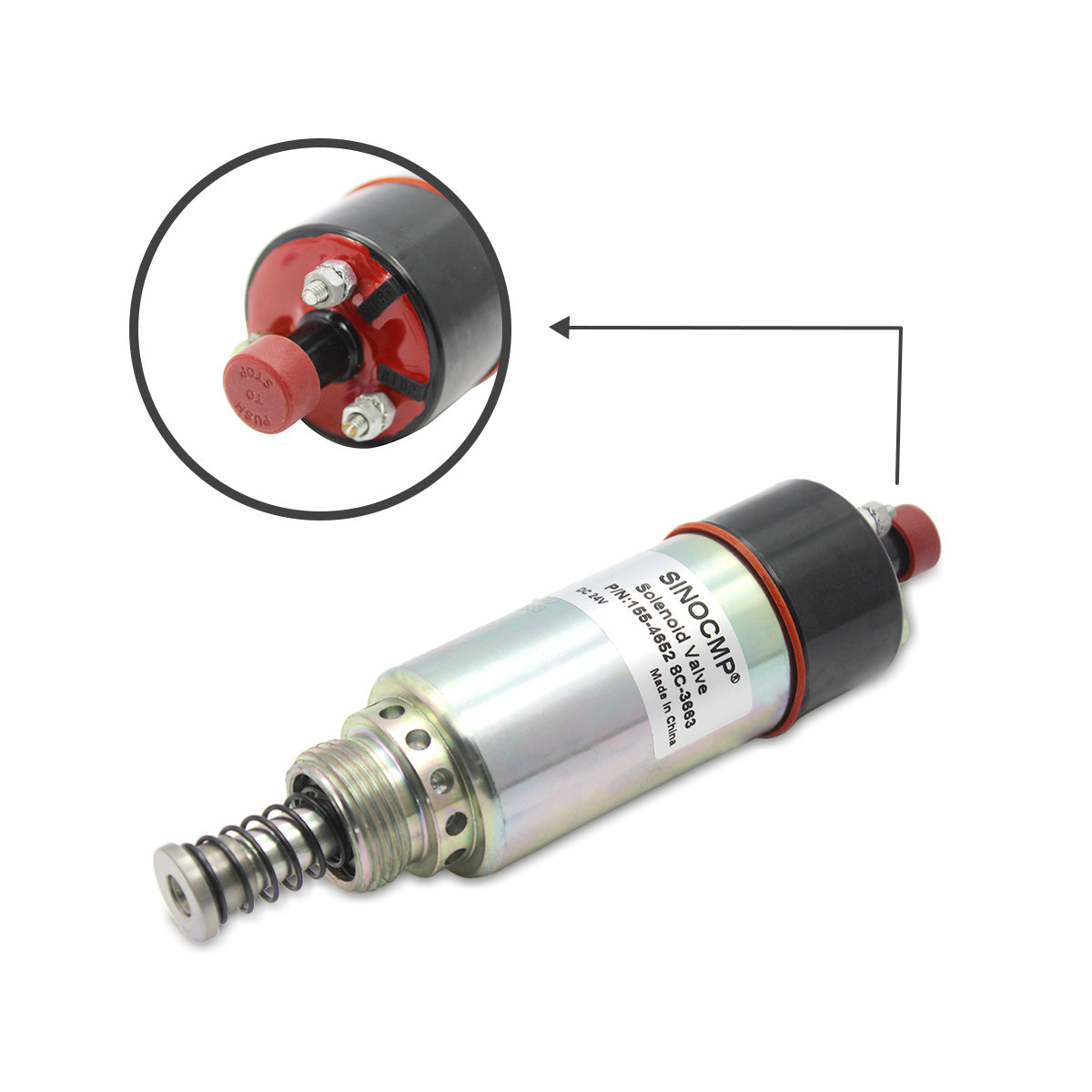 155-4652 8C-3663 Shut Off Solenoid Valve for Caterpillar 320BS 322C - Sinocmp