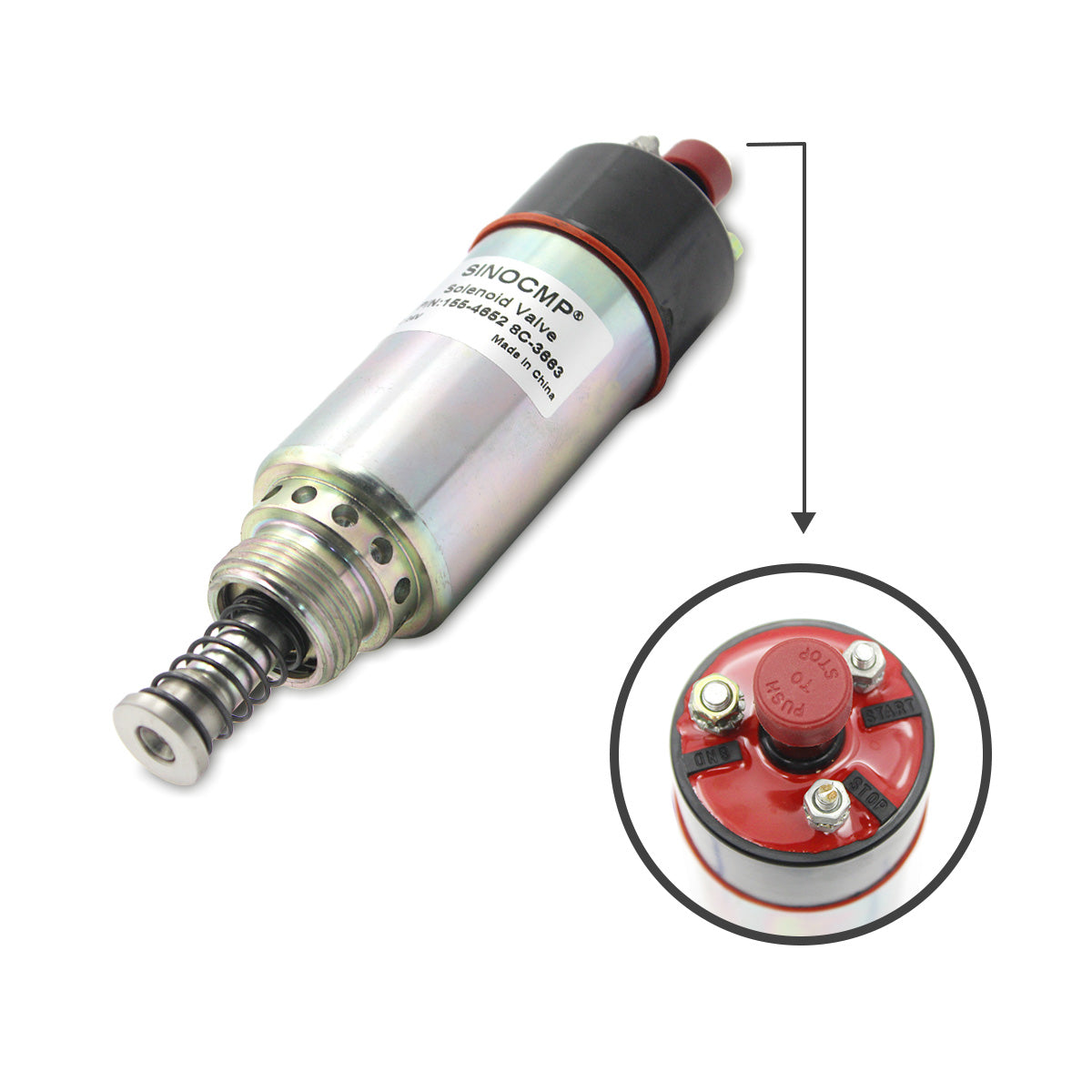 155-4652 8C-3663 Shut Off Solenoid Valve for Caterpillar 320BS 322C - Sinocmp