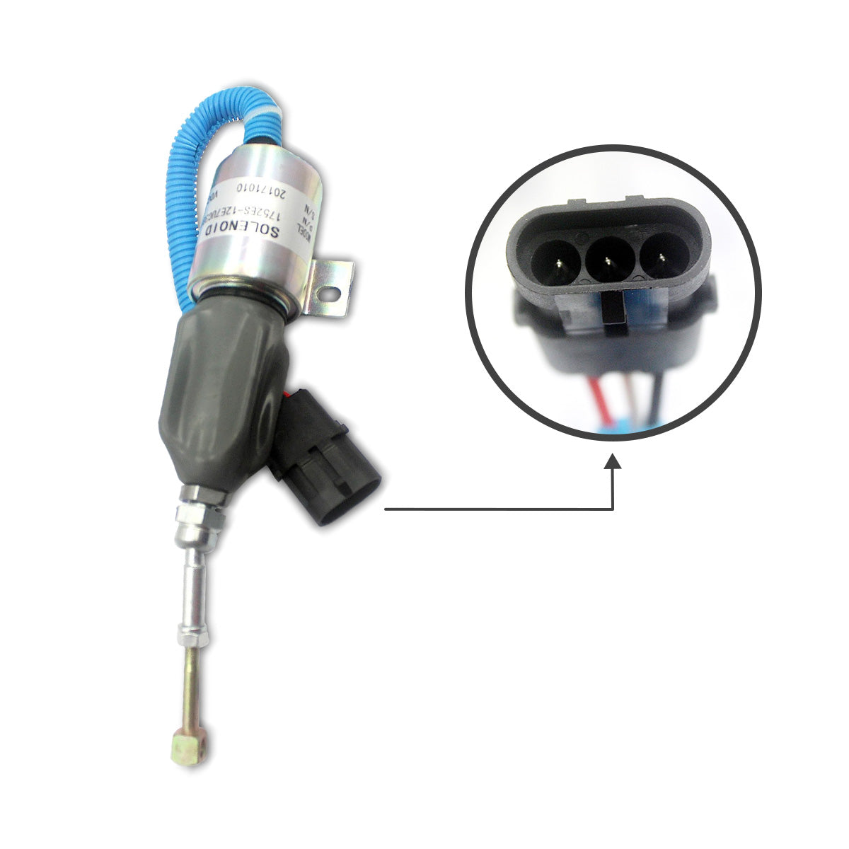 1752ES-12E7UC3B1S1 12V Shutoff Stop Solenoid for Cummins Engine - Sinocmp