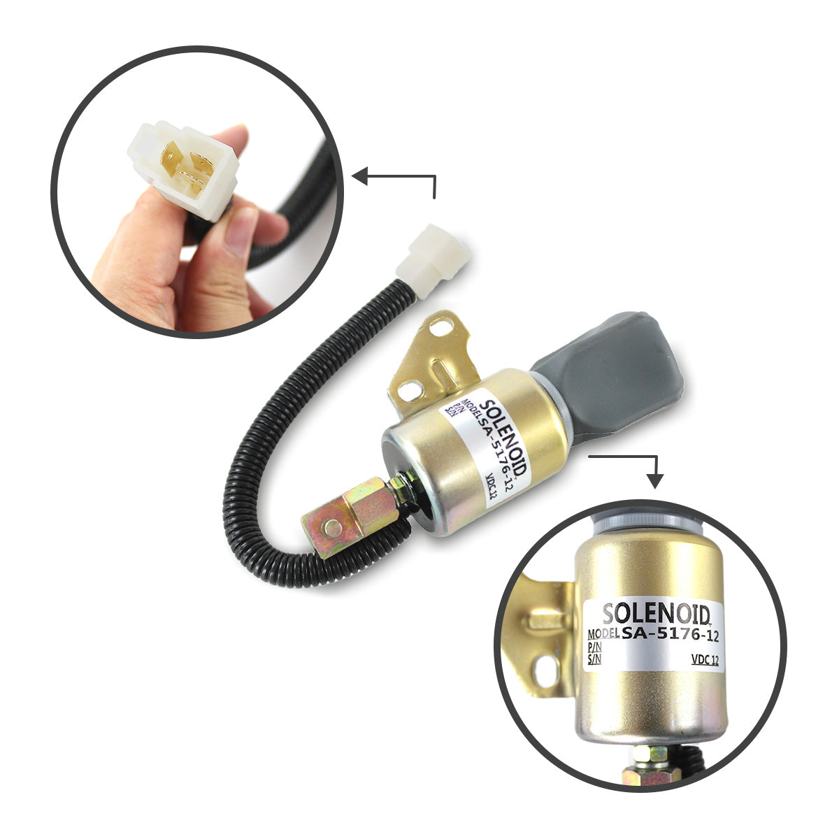 1756ES-12SUC5B1S5 SA-5176-12 Fuel Shutoff Solenoid for Kubota D722 D902 - Sinocmp