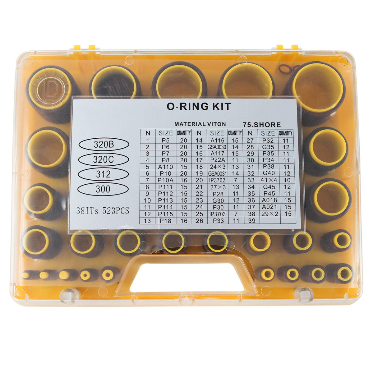 38ITS 523PCS O-Ring Box O-Ring Kit for Caterpillar Excavator E200 E312 - Sinocmp