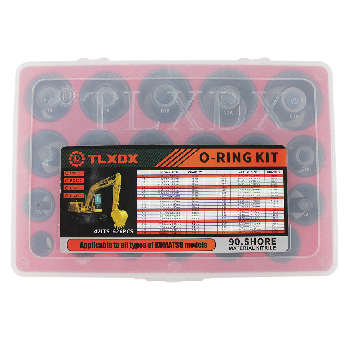 626PCS O-Ring Box for Komatsu PC60 PC100 PC200 PC300 Excavator - Sinocmp