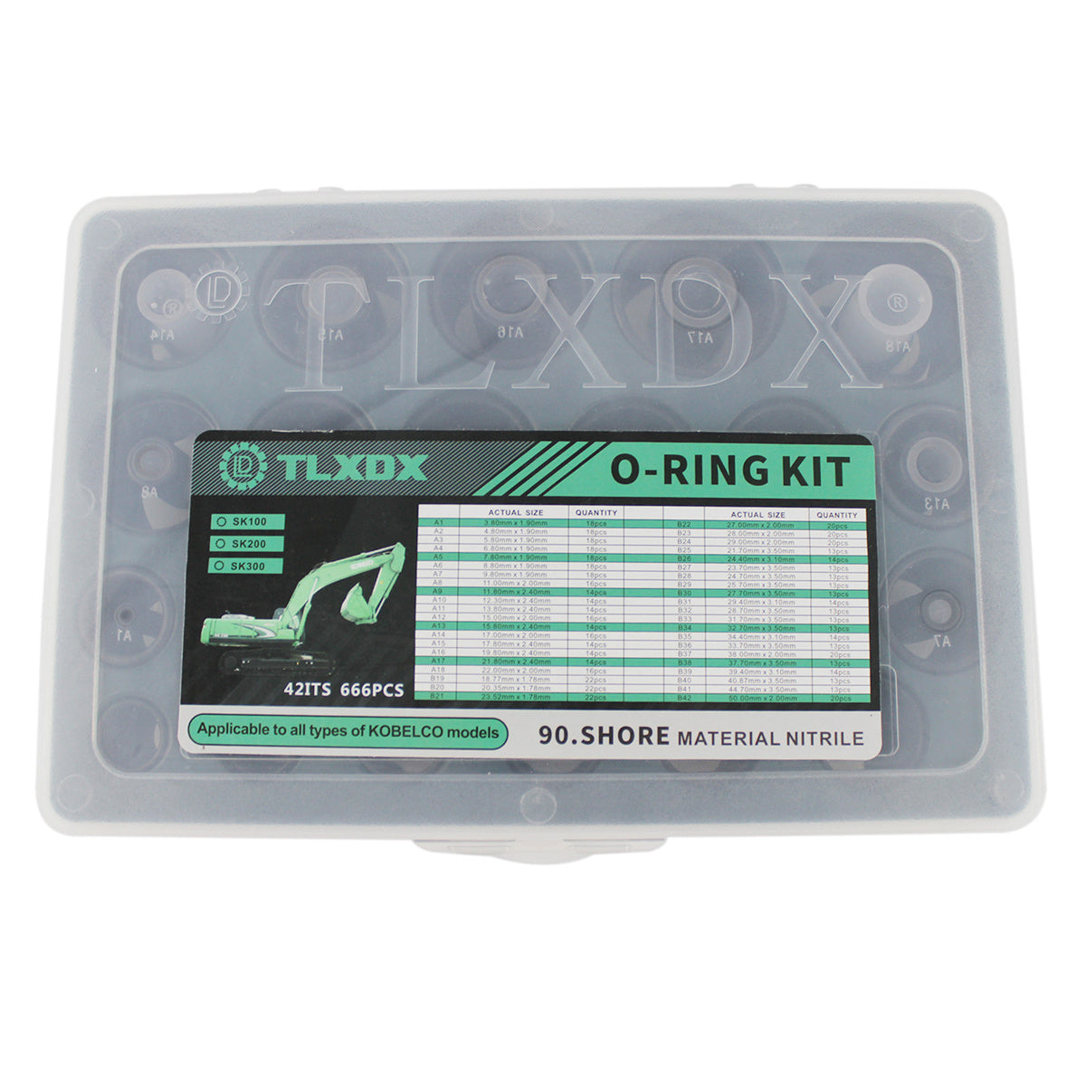 666Pcs O-Ring Box 42 Sizes Oil Seal Kit for Kobelco Excavator SK100 SK200 SK300 - Sinocmp