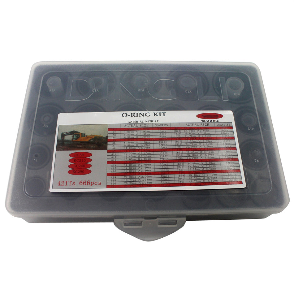 666PCS O-Ring Box O-Ring Kit for Volvo EC50 EC240 EC290 EC240 - Sinocmp