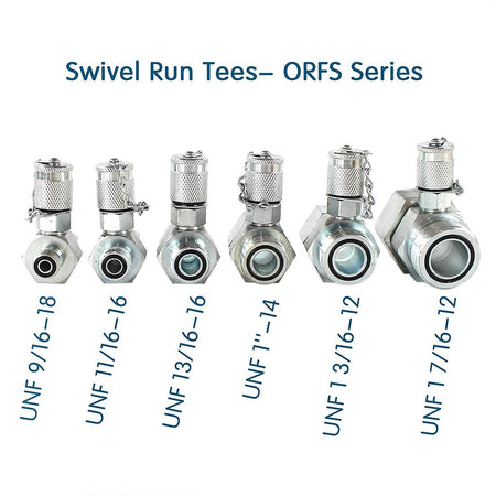 6PCS ORFS Hydraulic Swivel Run Tees, Test Coupling Set Tee Connector for Excavator - Sinocmp