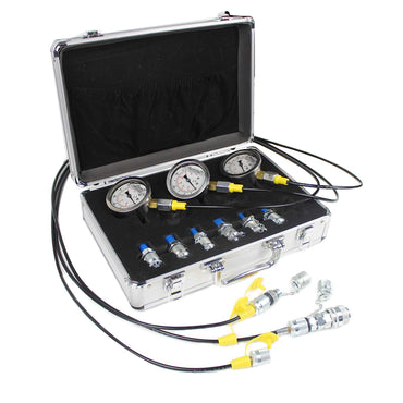 3 Gauges 11 Couplings 3 Test Hoses 1 Aluminum Case 25/40/60Mpa Silver Hydraulic Pressure Test Kit