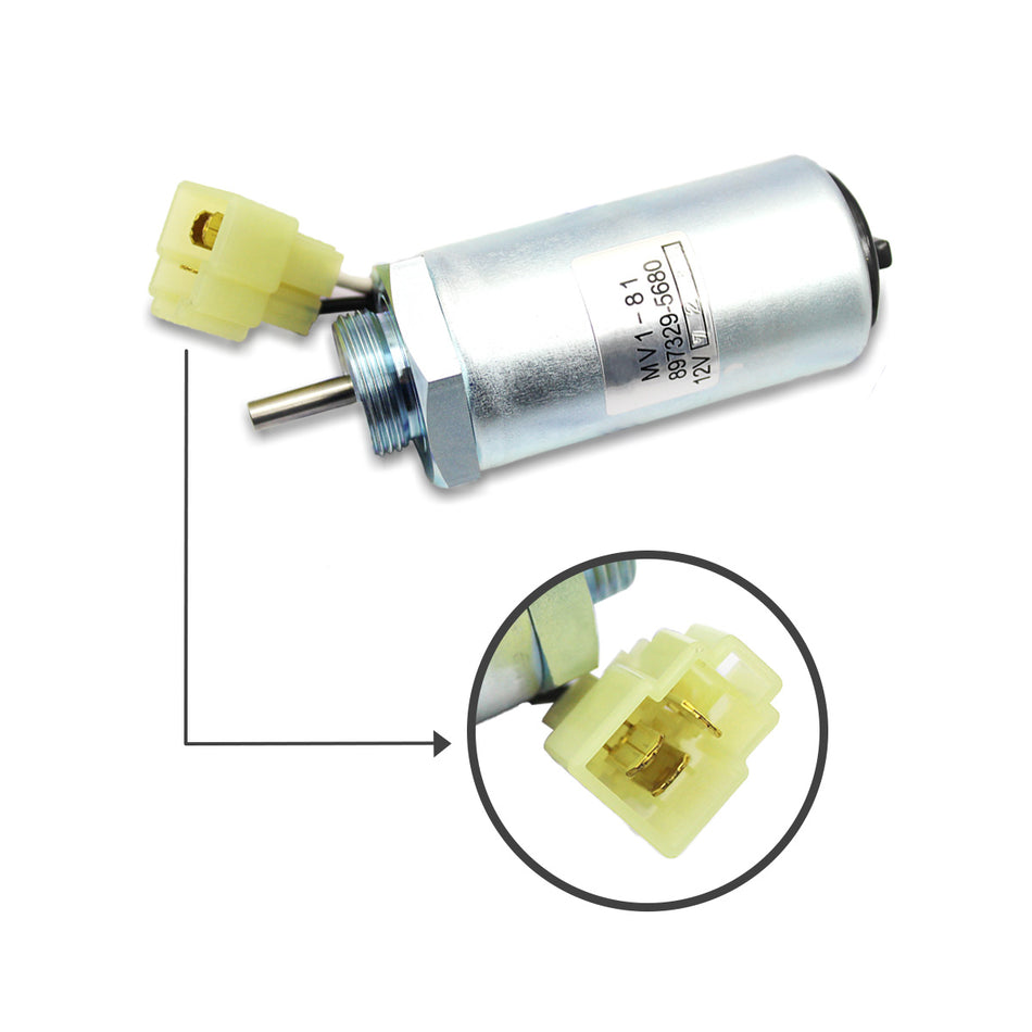 897329-5680 MV1-18 12V Fuel Shutoff Solenoid for Hitachi EX50U Isuzu 4LE1 - Sinocmp