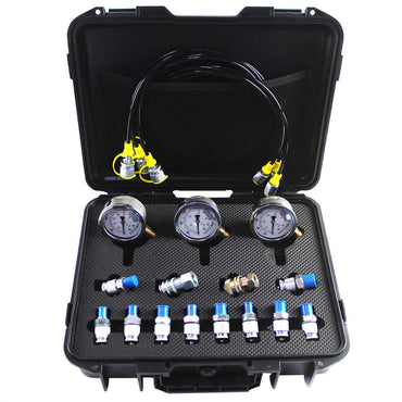 3 Pressure Gauges 12 Couplings 3pcs 163cm Long Test Hoses 25/40/60mpa Hydraulic Test Kit