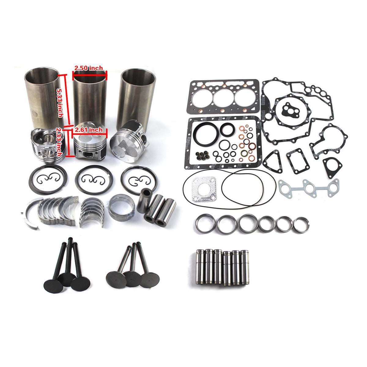 SINOCMP® D722 D722EBH D722E Engine Overhaul Rebuild Kit for Kubota Tractor Forklift Parts - Sinocmp