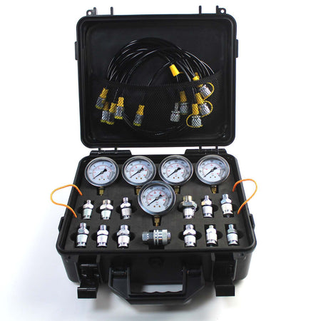 5 Gauges Double Layer Hydraulic Pressure Test Kit 13 Coupling 14 Tee Fittings Free Shipping