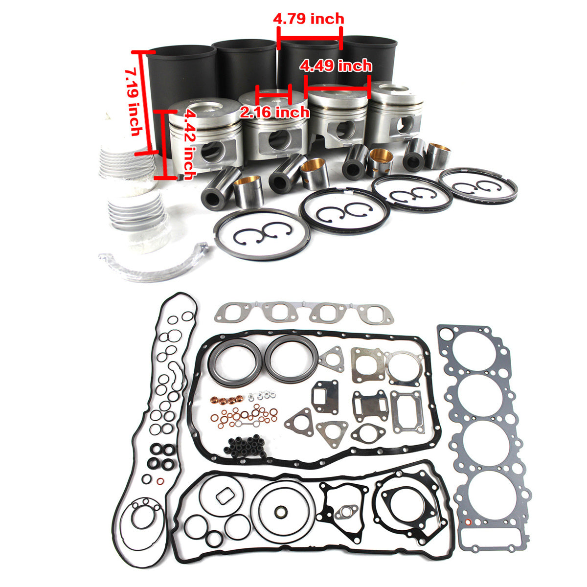 Overhhaul Rebuild Kit for Isuzu 4HL1 Engine NPR NQR NRR GMC Excavator Loader