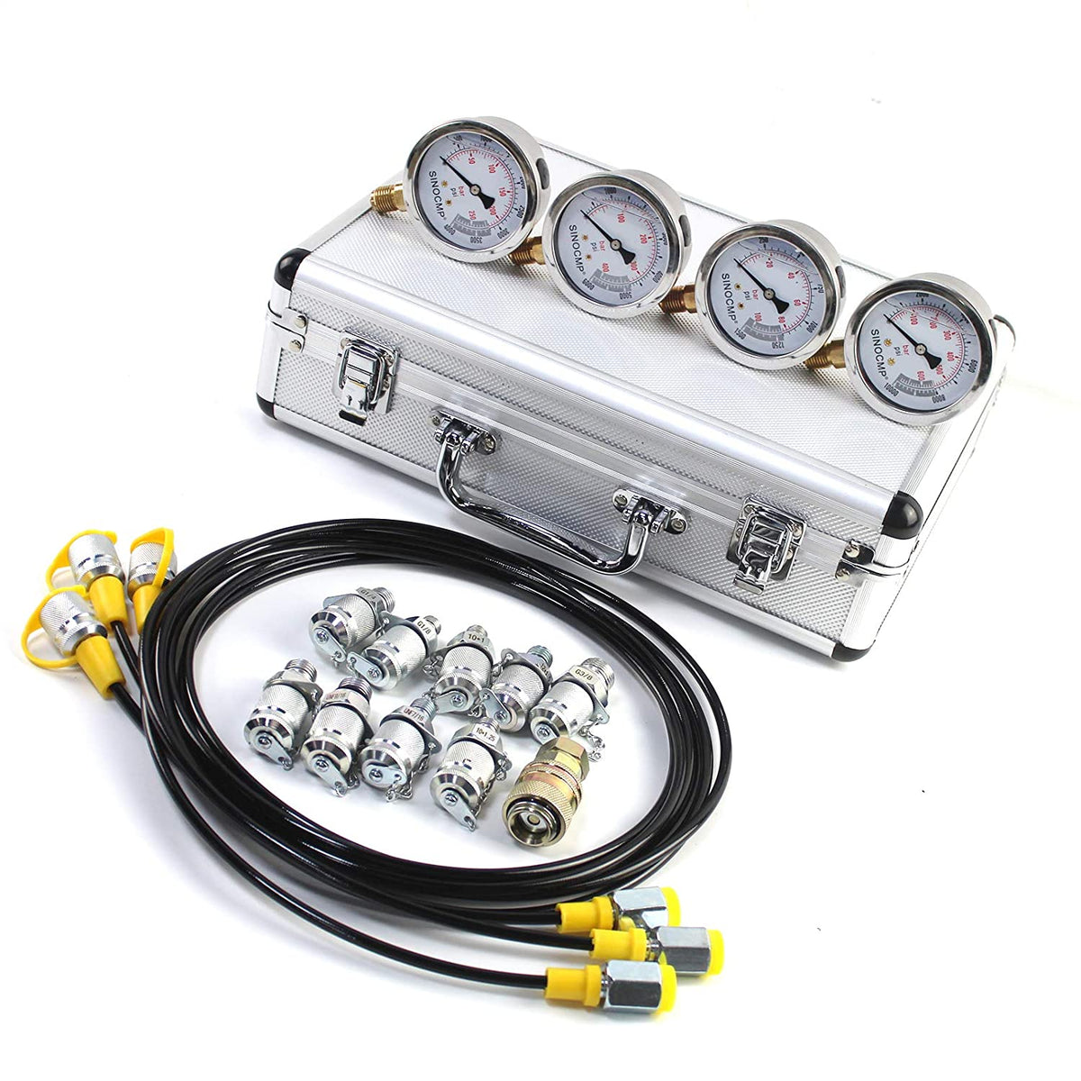 Hydraulic Test 4 Gauges Kits with 100/250/400/600 Bar - Sinocmp