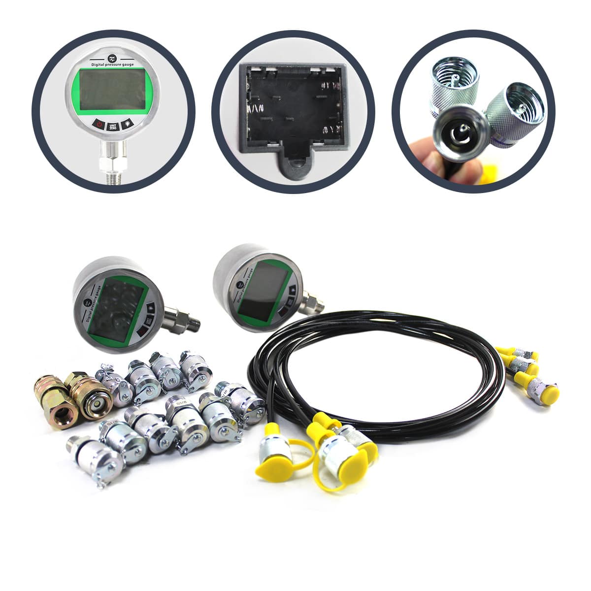 Hydraulic Digital Pressure Test Kit 2 Gauges 70MPA*2 - Sinocmp