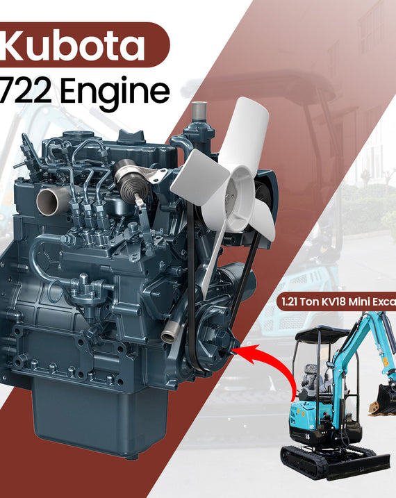 Miniexcavadora KV18 de 1,21 toneladas con motor Kubota D722