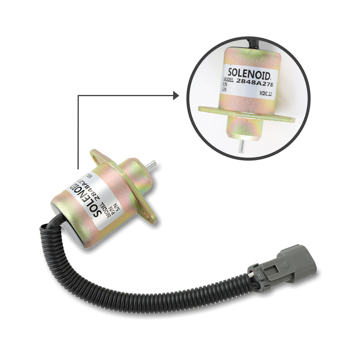 2848A278 Engine Stop Solenoid Valve for Perkins Hyster UB704