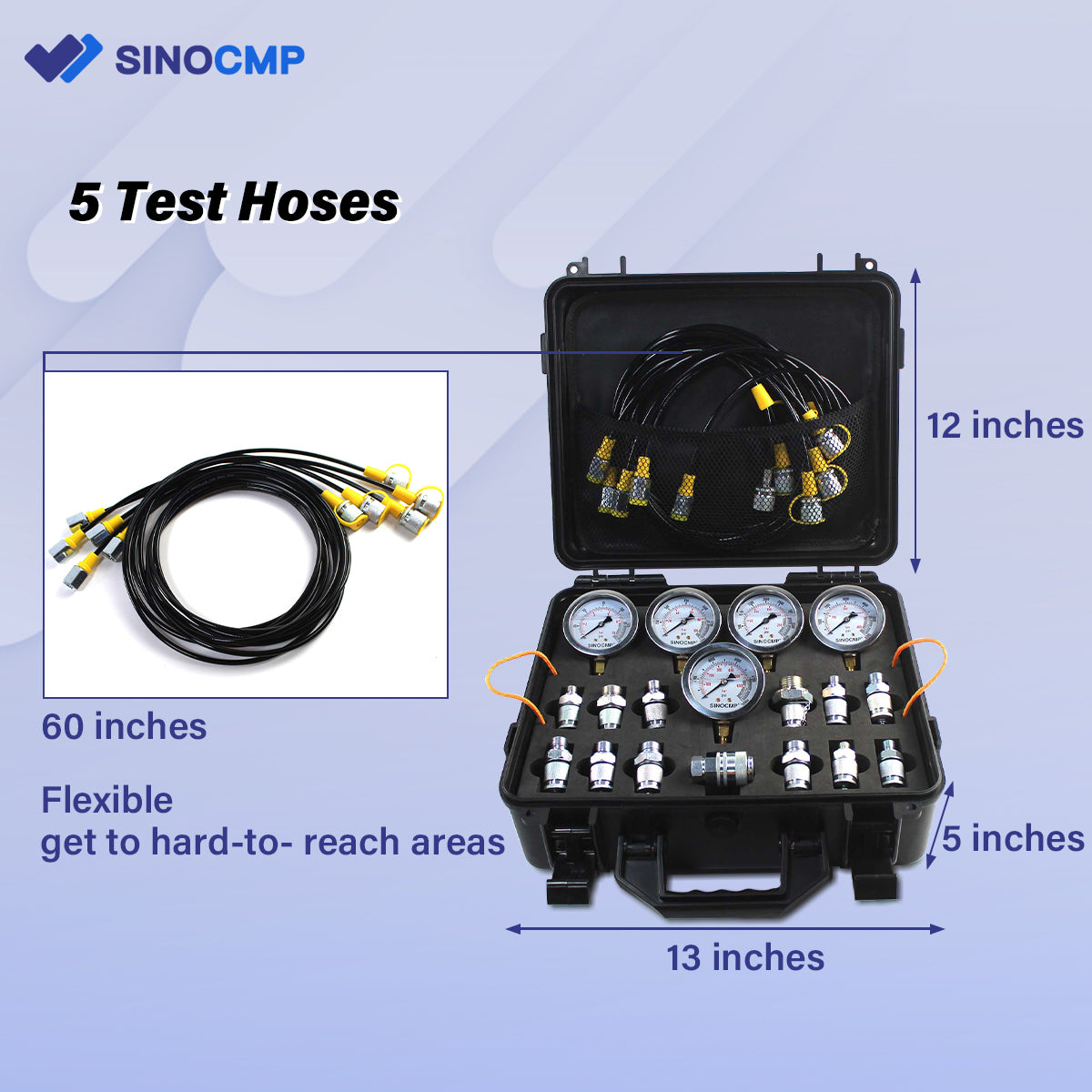 5PCS-Flexible-Test-Hoses-in-the-Hydraulic-Pressure-Test-Kit - Sinocmp