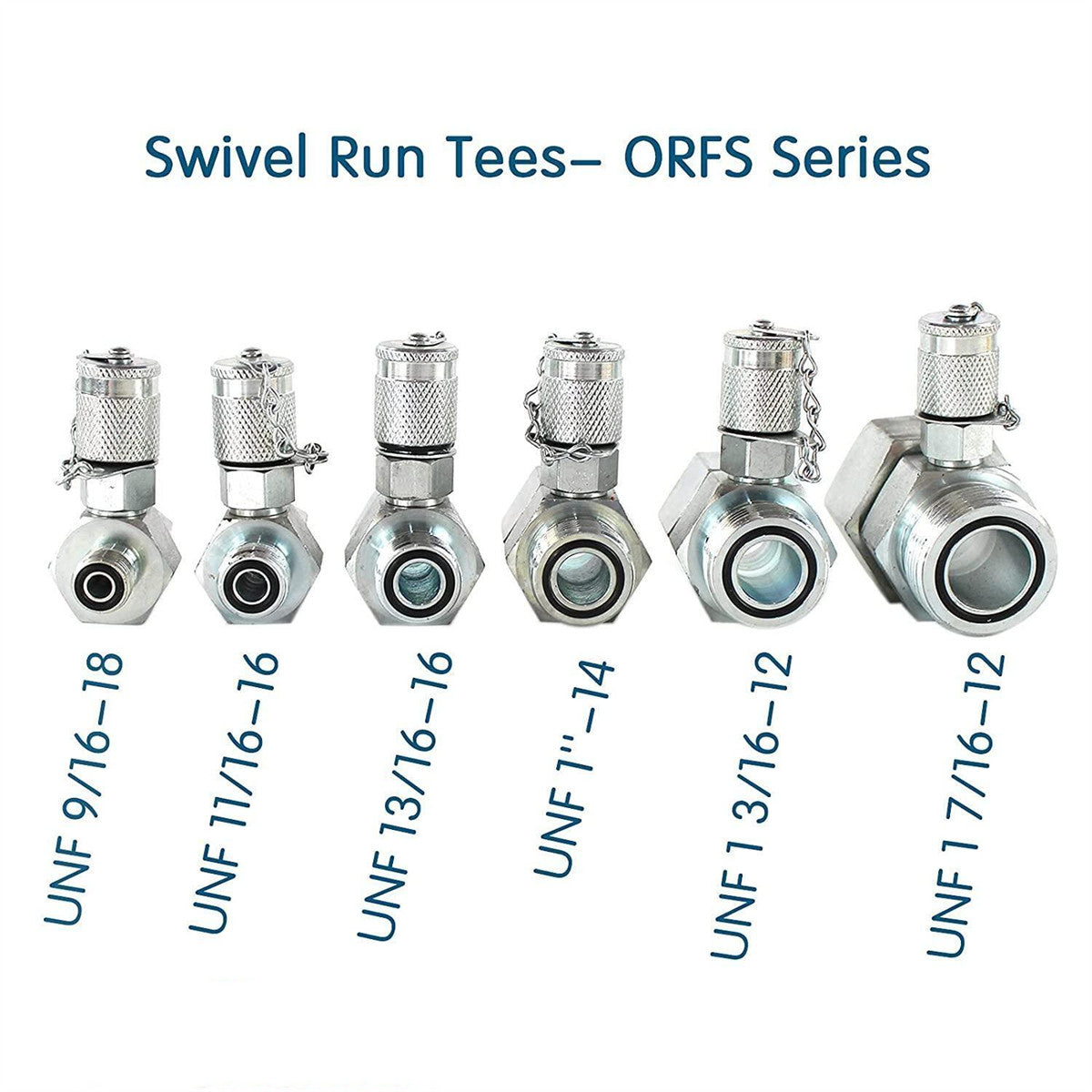 6PCS ORFS Hydraulic Swivel Run Tees, Test Coupling Set Tee Connector for Excavator - Sinocmp