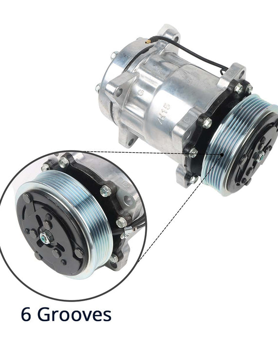 Compresseur de climatisation A/C 6PK 82016157 pour tracteur New Holland 5640 6640