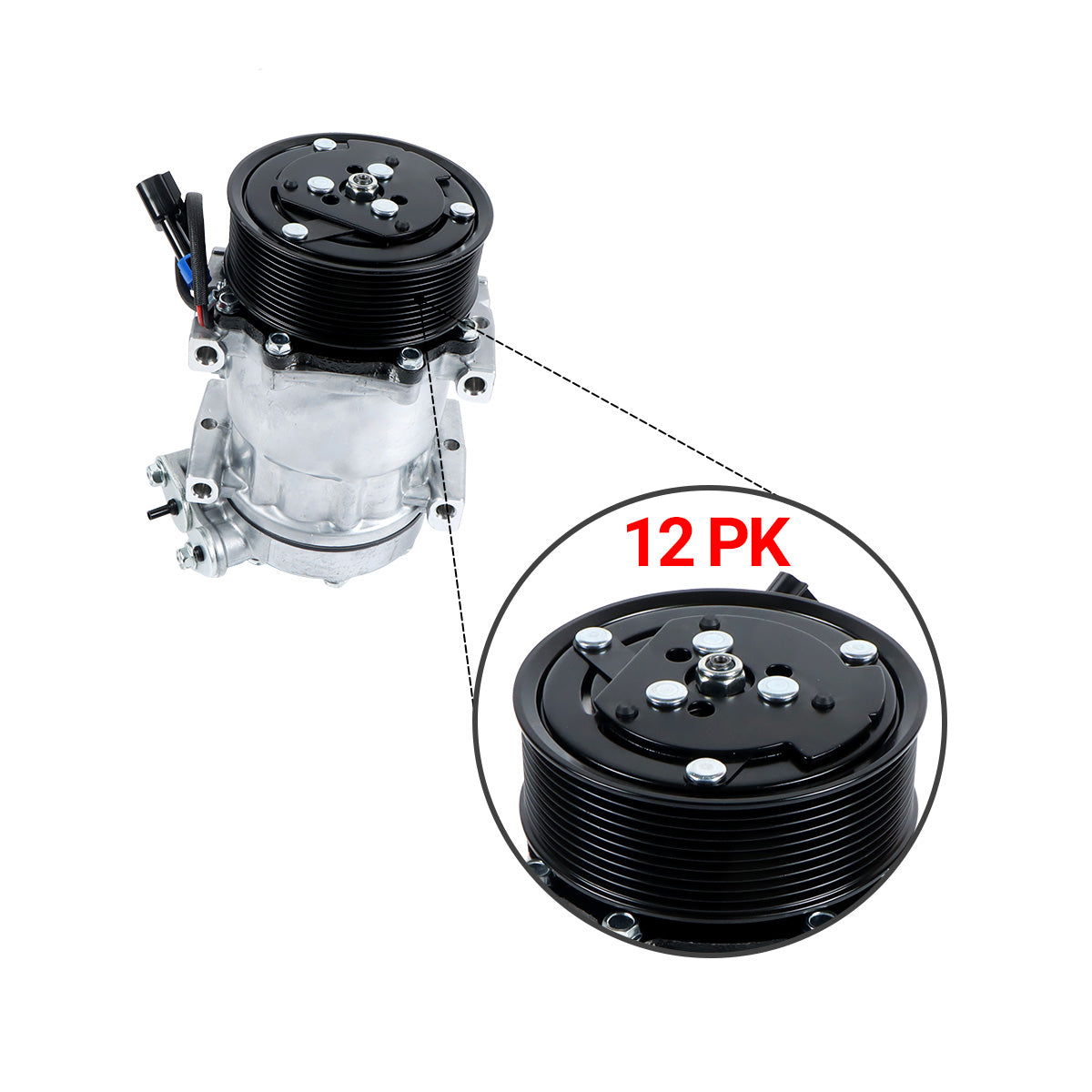 Compressor A/C 10PK 12V 3611894C91 3611894C92 para caminhão Navistar internacional - detalhe