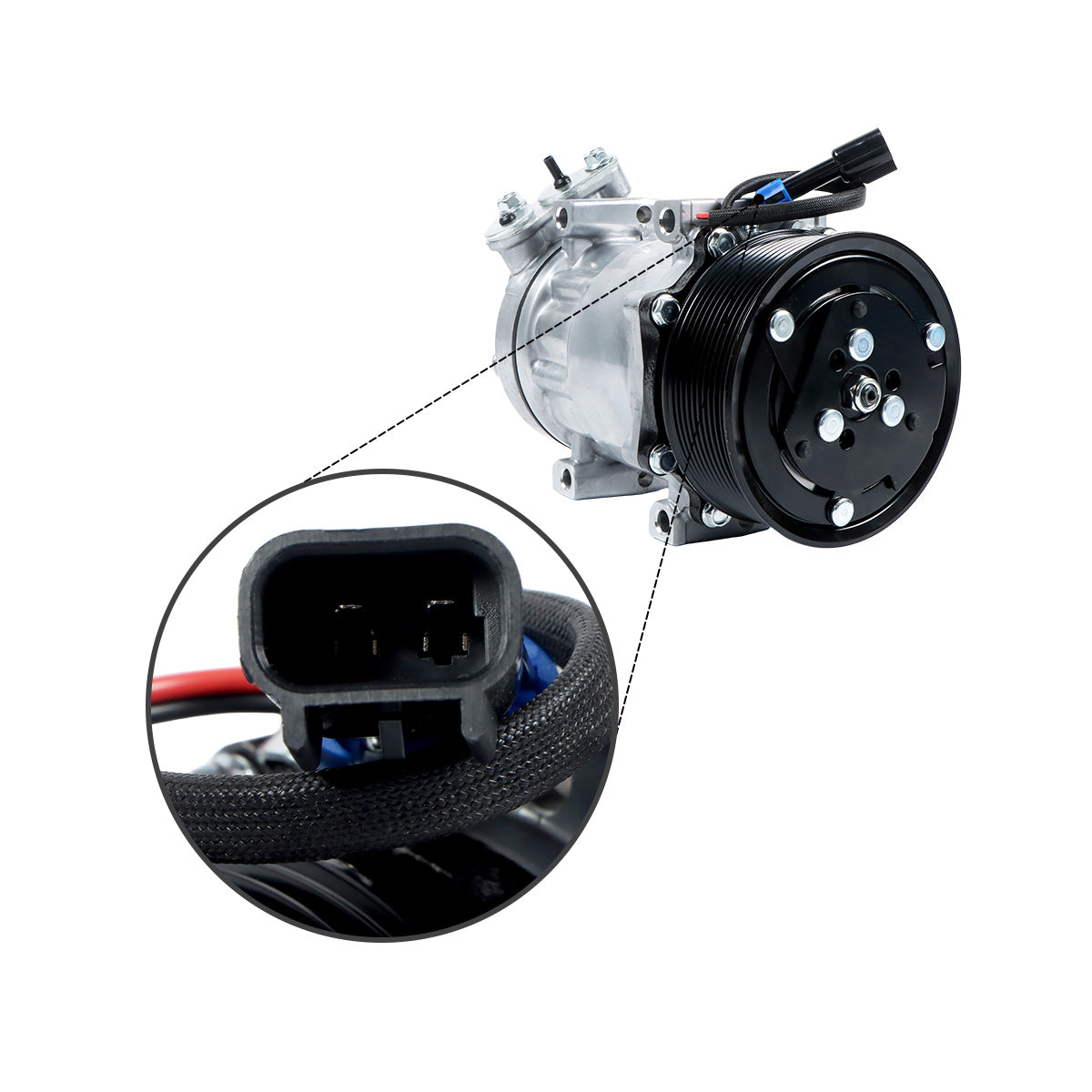 Compressor A/C 10PK 12V 3611894C91 3611894C92 para caminhão Navistar internacional - detalhe do plugue