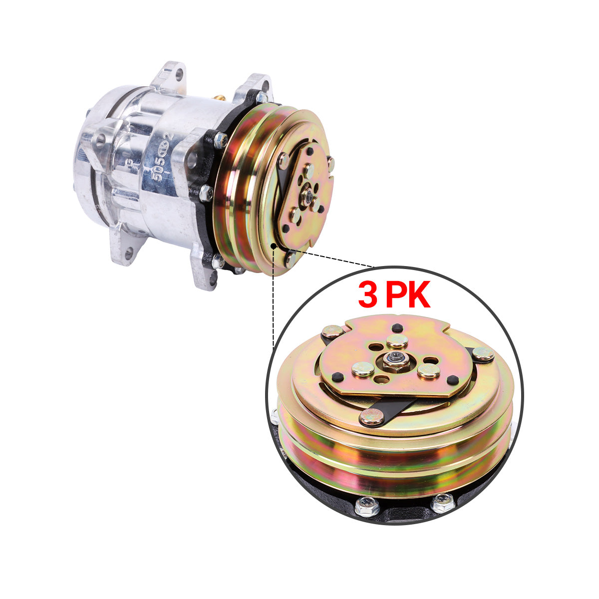 Compresor de A/C 2PK 12V 345-4547 509-3951 para cargadora Caterpillar CAT 259D 279D 246D - Detalle