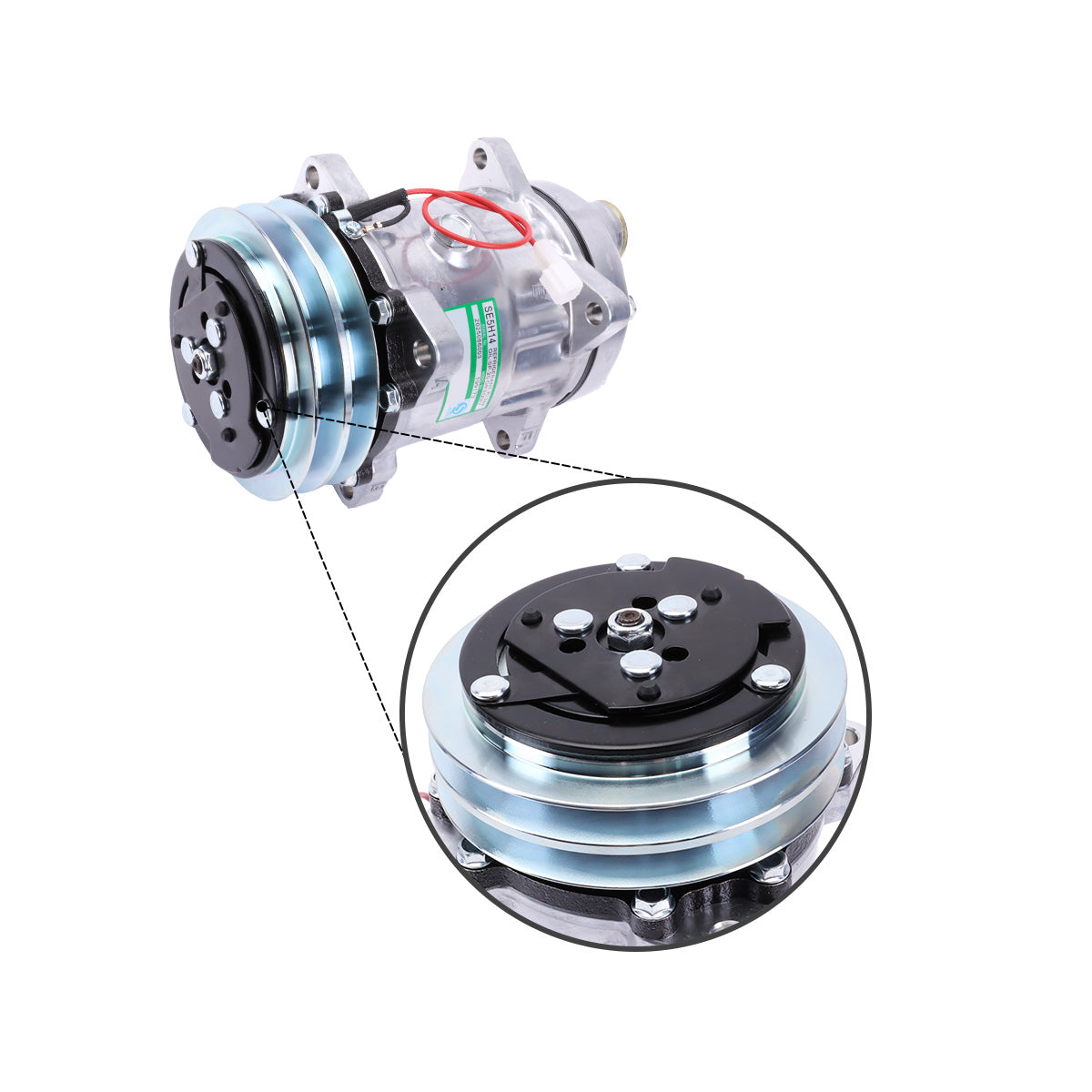 Compresor de aire acondicionado 2PK 12V 3712528M2 3782613M2 para tractor Massey Ferguson 375 383 - Detalle