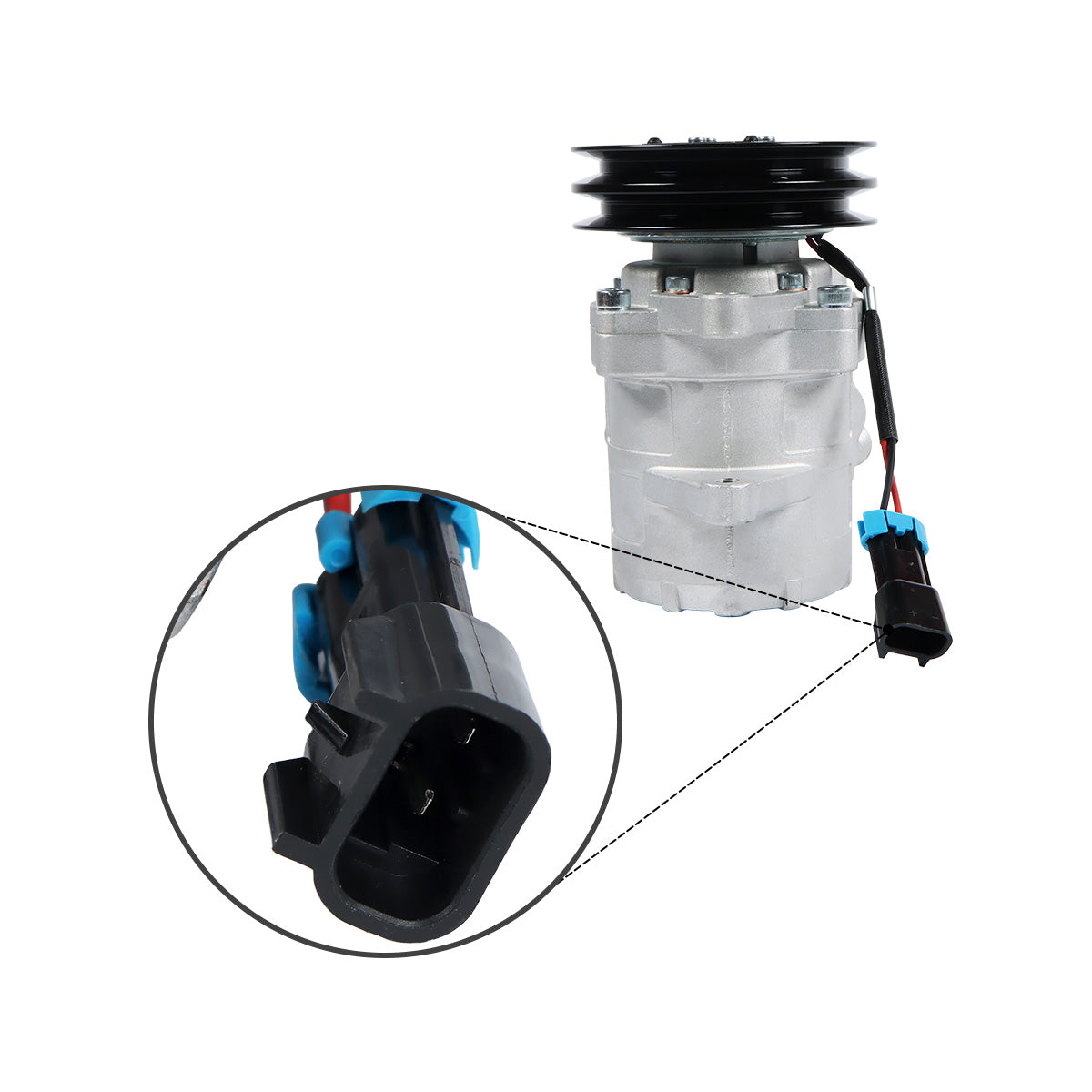 Compresseur A/C 2PK 12V 6733655 pour chargeuse compacte Bobcat S150 S160 S175 S185 S205-détail de la prise