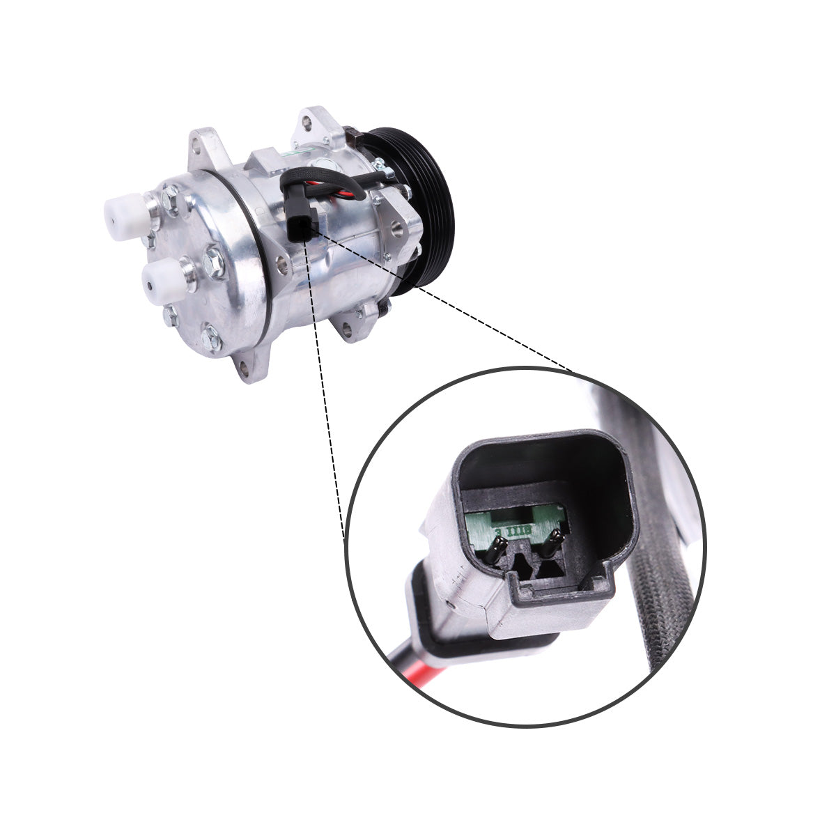 Compresseur A/C 5PK 12V 7023585 7279139 pour chargeur Bobcat S550 S590 S595 S630 S650-détail de la prise