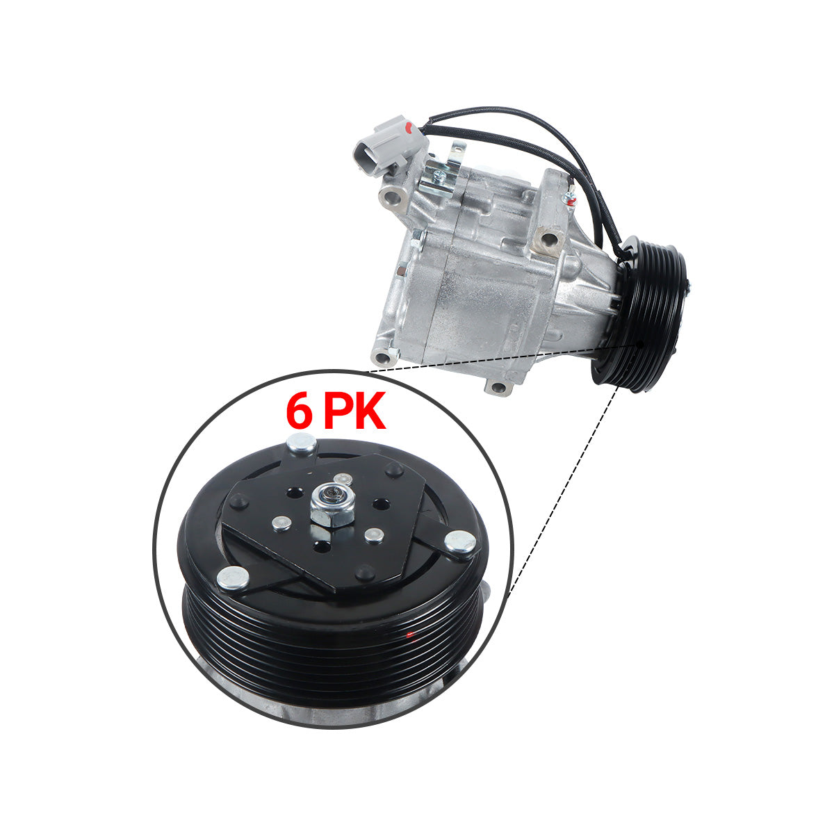 A/C Compressor 6PK 12V MIA10103 16001929-104 for John Deere Utility Tractor 4320 4520 - Sinocmp