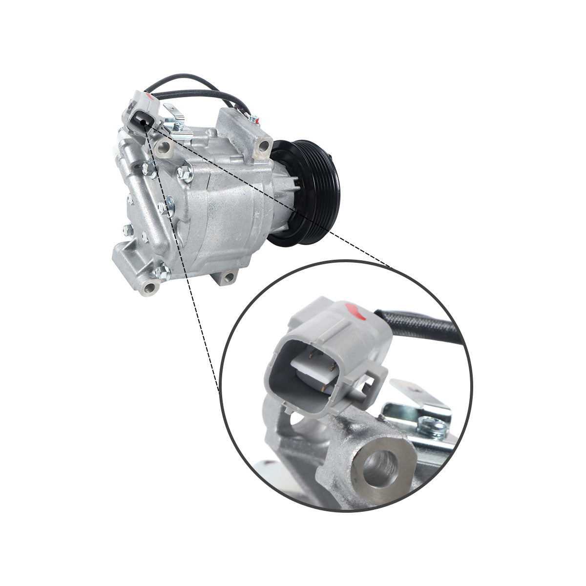 A/C Compressor 6PK 12V MIA10103 16001929-104 for John Deere Utility Tractor 4320 4520 - Plug Detail