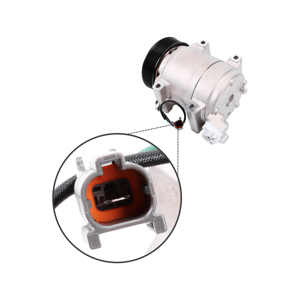 Klimakompressor 8PK 24V FYA00003547 für John Deere 130G 160GLC 180GLC Bagger – Steckerdetail