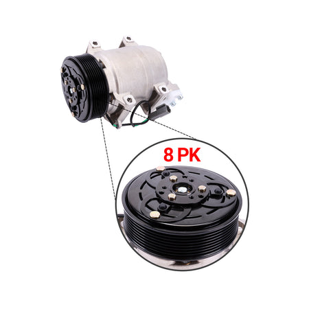 Klimakompressor 8PK 24V FYA00003547 für John Deere 130G 160GLC 180GLC Bagger – Detail