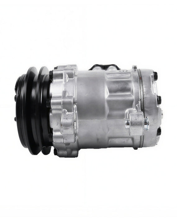 Compresseur A/C FYD00007143 SD7B10 1PK 12 V compatible avec John Deere 30G 30P 35G 35P 50G 50P Hitachi ZAXIS30U-5N ZAXIS35U-5N ZAXIS50U-5N 1 pièce
