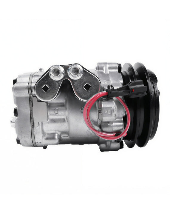 Compresseur A/C FYD00007143 SD7B10 1PK 12 V compatible avec John Deere 30G 30P 35G 35P 50G 50P Hitachi ZAXIS30U-5N ZAXIS35U-5N ZAXIS50U-5N 1 pièce