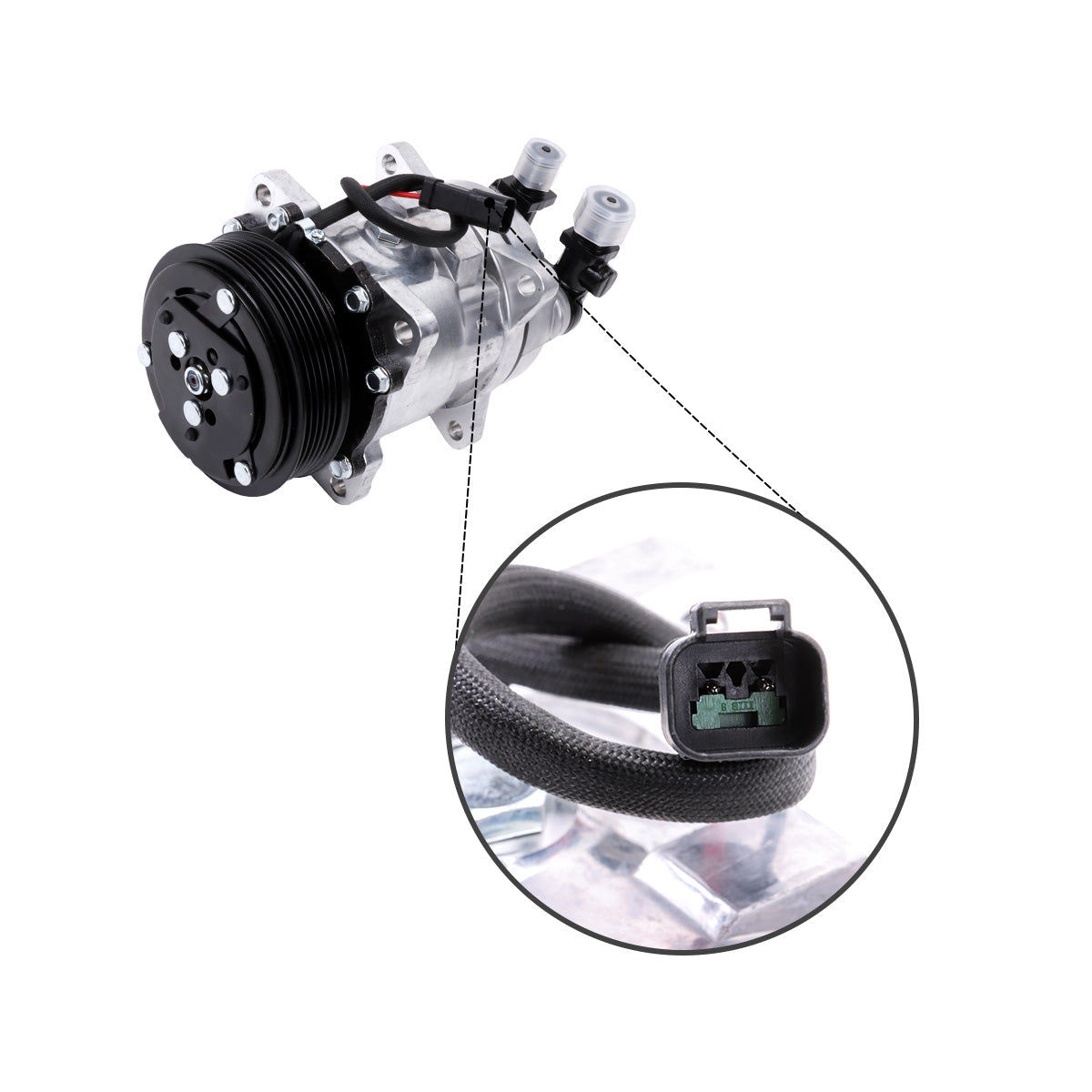 A/C Compressor 6PK 12V 7279628 7280493 for Bobcat Skid Steer Loader A770 L750 S650 - Plug Detail