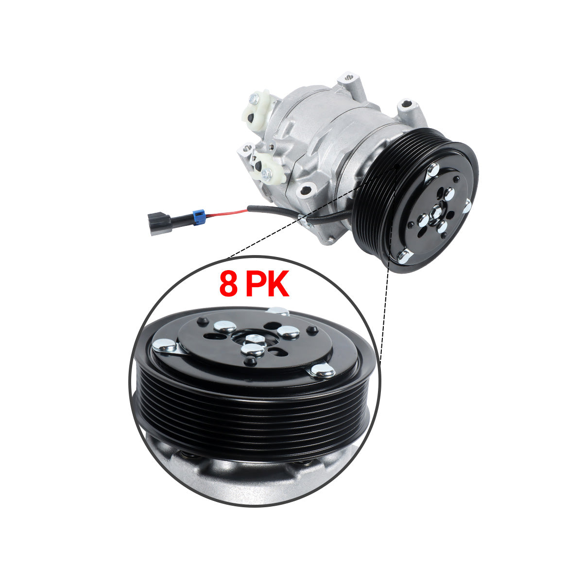 A/C Compressor 8PK 24V AT367640 AL232180 for John Deere Excavator E210LC E240LC - Detail