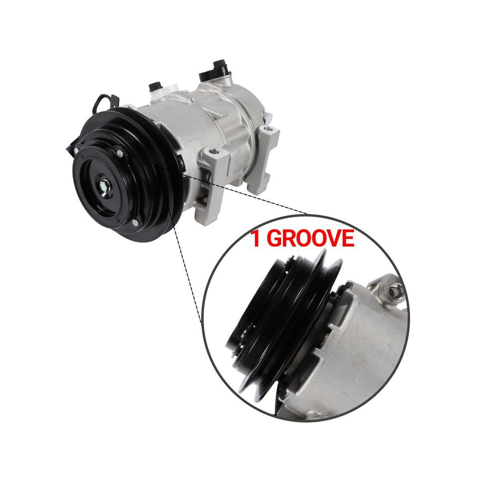 A/C Compressor DV9 1GRV 12V TE16-0023A T5525-50814 for Kioti Tractor  - Groove Detail