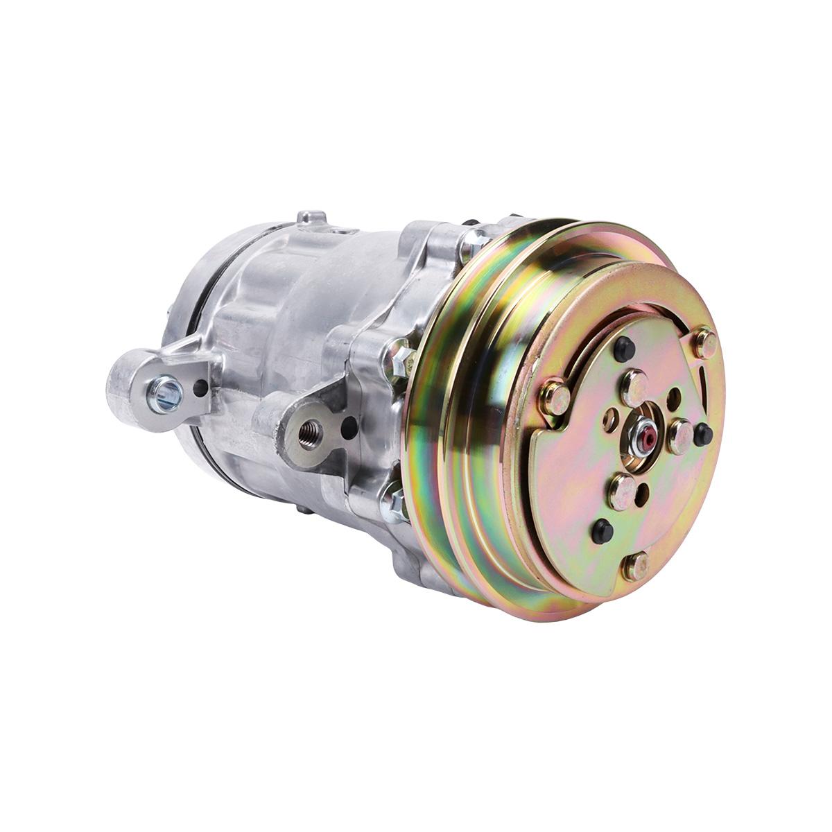 A/C Compressor KHR3536 4615804 22L-979-2200 22L-979-2211 for John Deere Komatsu Hitachi Excavators - Side View