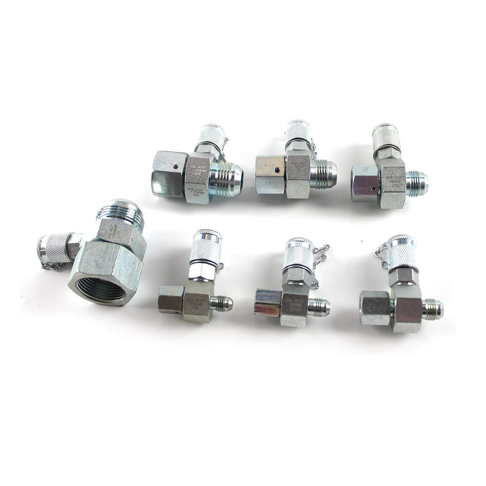 JIC37° Series 7-Pack Hydraulic Swivel Run Tees JIC37 ORFS Tester Tee Coupling Set for Excavator Construction Machinery Hydraulic System - Sinocmp