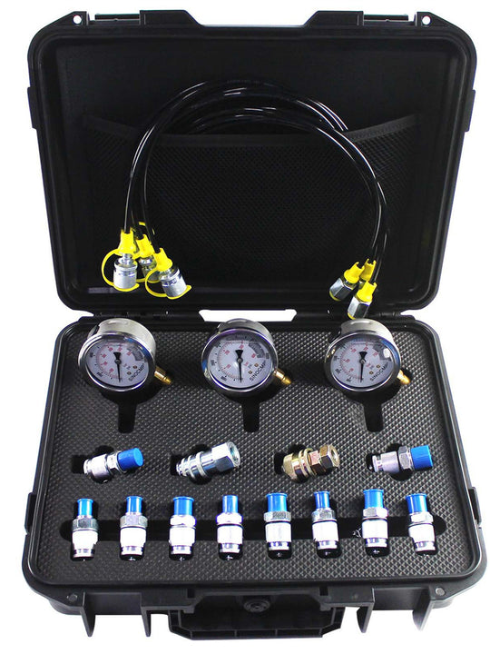 3 Pressure Gauges 12 Couplings 3pcs 163cm Long Test Hoses 25/40/60mpa Hydraulic Test Kit