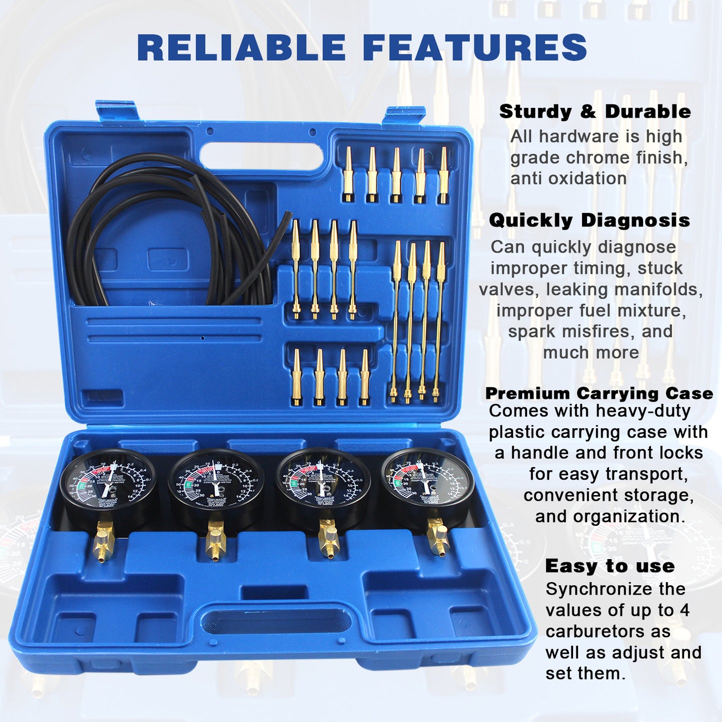 Motorcycle Fuel Vacuum Carburetor Synchronizer Carb Sync Gauge Fit for