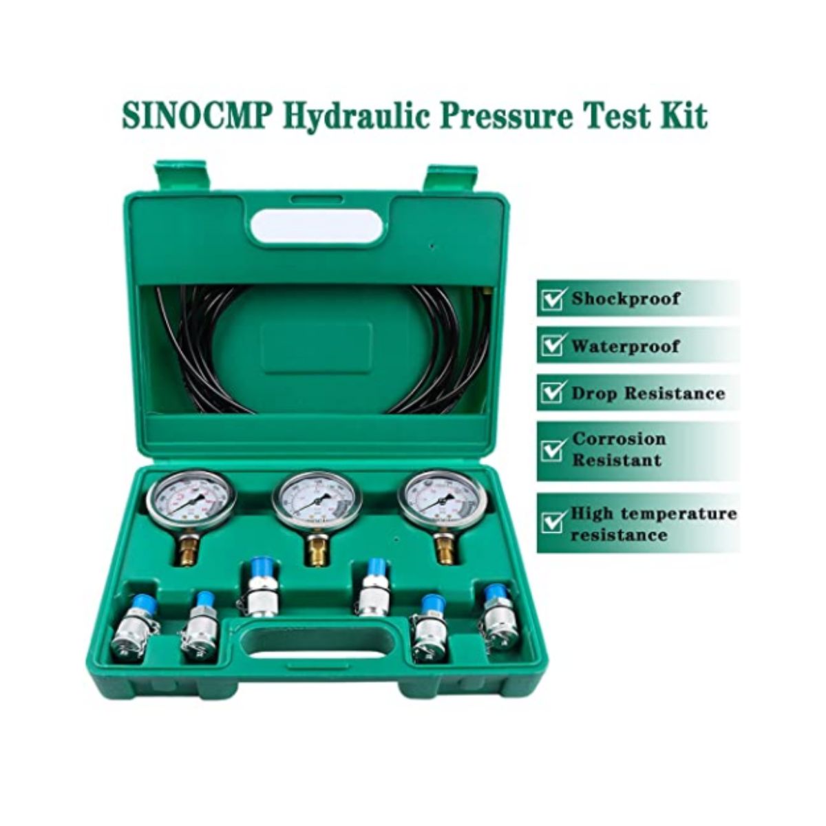 Hydraulic Pressure Test Kit 3 Gauges 25/40/60Mpa - Sinocmp