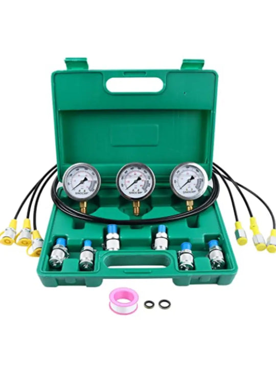 3 Pressure Gauge 6 Test Coupling 3 Test Hose 1 Storage Case Upgraded Version Hydraulic Pressure Gauge Kit for SINOCMP