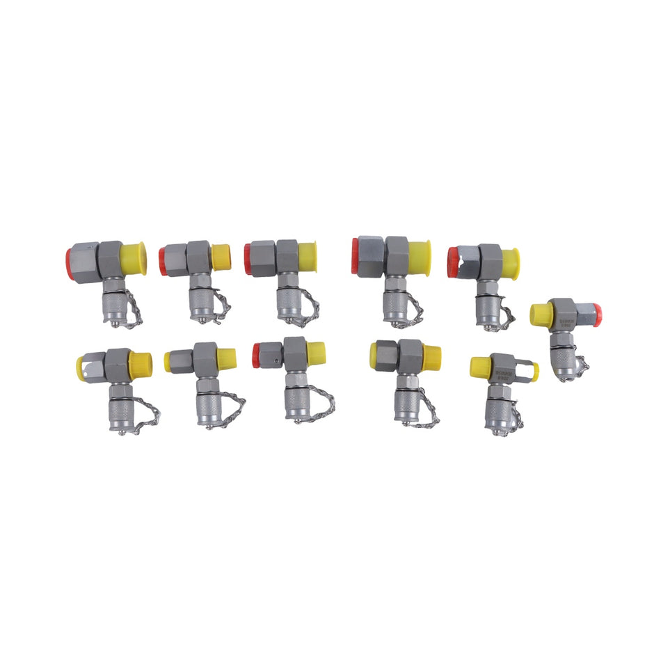 Tees de carrera giratorias hidráulicas, juego de acoplamiento de probador de conector de 11 paquetes para reparación de sistema hidráulico de maquinaria de construcción de excavadora
