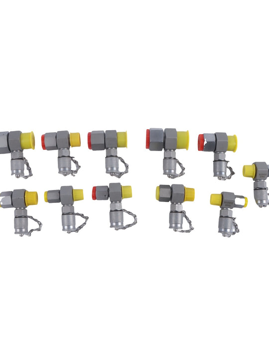 Hydraulische Schwenklauf-T-Stücke, 11er-Pack, Steckverbinder-Tester-Kupplungssatz für die Reparatur von Bagger-Baumaschinen-Hydrauliksystemen