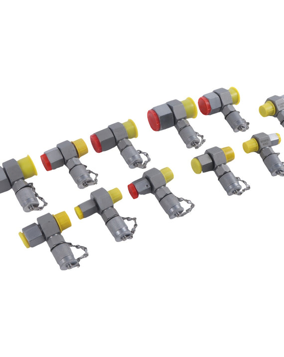 Lot de 11 tés pivotants hydrauliques, testeur de connecteurs, ensemble de couplage pour la réparation du système hydraulique des machines de Construction des pelles
