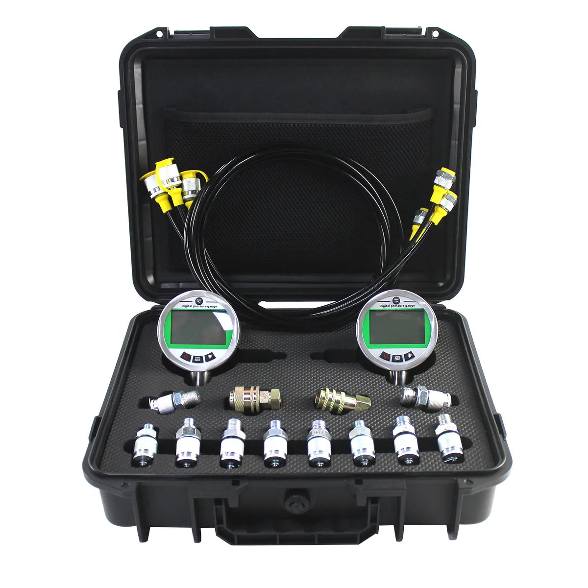 Kit De Test De Pression Hydraulique SINOCMP Pour Excavatrice - 6 Raccords, 3 Flexibles De 160 Cm Et Manomètres 10/25/40 MPa - Outil Essentiel Pour Machines De Construction