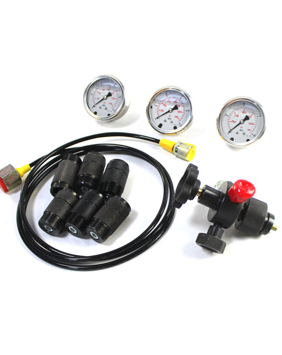 Hydraulic Nitrogen Accumulator Charging System Pressure Gauge Test Kit